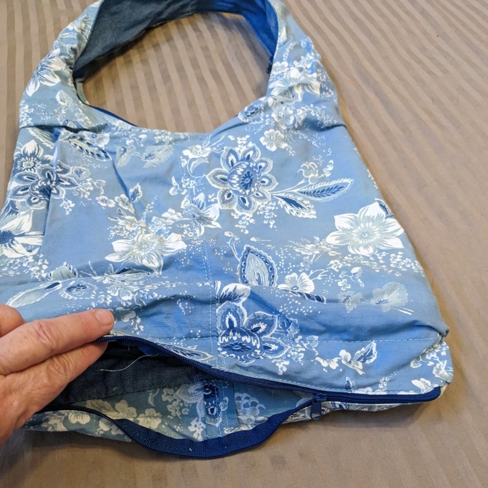 Reversable Shoulder Purse Bag Tote Secret Bottom Compartment Zipper Close